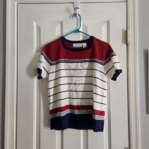 Alfred Dunner Red and Blue Short Sleeve Tee Petite Small
